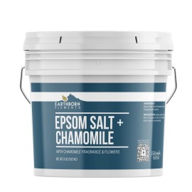 Earthborn Elements Chamomile Epsom Salt 8 lb, One Gallon Bucket, Pure & Undiluted, Soaking Salt with Fragrance & Real Dried Flowers