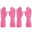IUCGE Large Pink Protective Dishwashing Gloves, 2 Pairs, Reusable, Anti-slip Design