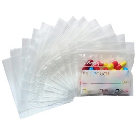 Serfeymi Pill Bags for Travel Pill Pouch Organizer Pack of 120 BPA Free 3 x 2.75 inch Reusable Pill Pouches for Medicine with Write on Label & Zipper Seal Waterproof AM PM Pill Baggies for Supplements