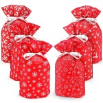 Mistorri Fabric Gift Bags for Christmas Presents - 6 Pcs Holiday Bags with Drawstring, Large Christmas Gift Bags for Presents, Gift Wrap Reusable Bags for Gifts (Red Designs)