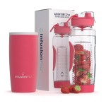 Infusion Pro 32 oz Fruit Infuser Water Bottle with Insulated Sleeve & 50 Recipe Fruit Infusion Water eBook : Bottom Loading, Large Water Infuser for More Flavor : Unique Gift Idea for Women