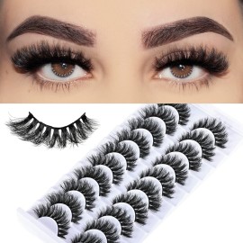 FARRED Mink Lashes Short Fluffy Eyelashes Wispy Natural Eyelash Pack Full Volume Lash Strips 10 Pairs Wispies Fake Strip Lashes Natural Look False Eye Lash Russian Looking for Everyday Makeup (Z03)