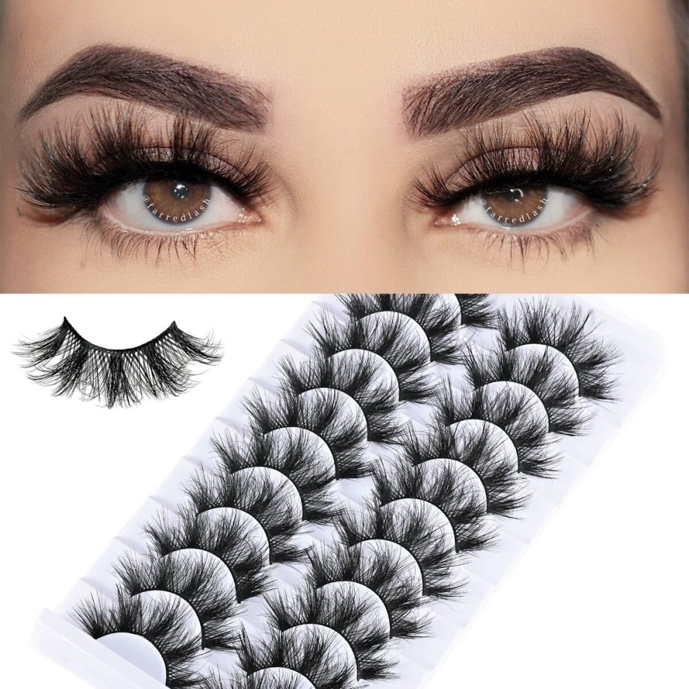 FARRED Wispy Lashes Fluffy Eyelashes False Eye Lash Strips 10 Pairs Doll Eye Mink Eyelash Wispies Pestaas Natural Look