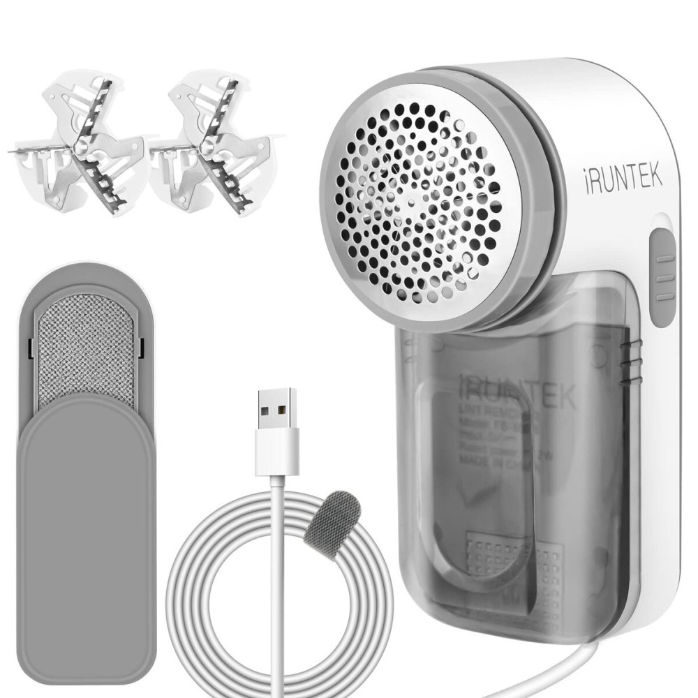 iRUNTEK Wired Fabric Lint Remover, Plug-in Lint Shaver and Brush 2 in 1,Sweater Defuzzer for Removing Fuzz, Lint Balls, Pills, Bobbles from Clothes, Furniture, Carpet, Couch
