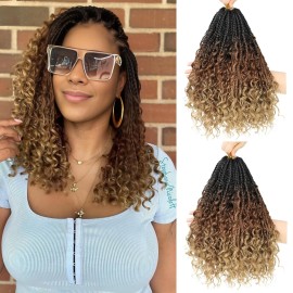 8 Packs Crochet Box Braids-10 Inch Boho Box Braids Crochet Braids Hair Bohomian Box Braid Crochet Hair Synthetic Braiding Hair Goddess Box Braids Crochet Hair for Black Women (1B/30/27)