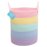 OrganiHaus Large Rainbow Woven Laundry Basket w/Handles 52L, Decorative Toy Storage Bin for Nursery, Colorful Blanket Basket for Playroom, Baby Laundry Hamper, Fun Kids Room Decor Organizer