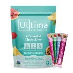 Ultima Replenisher Daily Electrolyte Powder - Tropical Variety Pack, 20 Stickpacks - Zero Sugar Hydration Packets with 6 Electrolytes and Minerals - Sugar Free, Plant Based & Keto Friendly Drink Mix