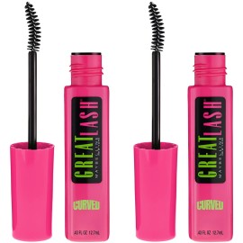 Maybelline Great Lash Curved Brush Washable Mascara, Volumizing, Lengthening and Curling Mascara, Very Black, 1 Count