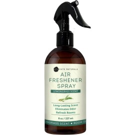 Kate Naturals Air Freshener Spray for Home. Lemongrass Essential Oil Odor Eliminator Room Freshener Spray for Pillows, Bedding, Linen (8 fl oz, Pet Safe, Non-Toxic)