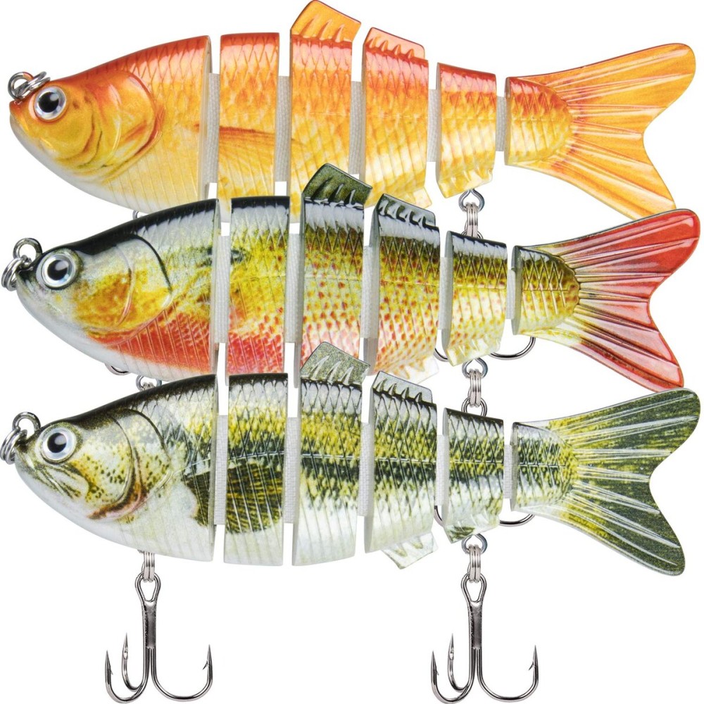 TRUSCEND Fishing Lures for Bass, Trout Swimbaits for Bass Fishing, Segmented Multi Jointed Swim Baits, Slow Sinking Swimming Lures for Freshwater and Saltwater, Fishing Gifts Plugs