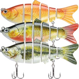 TRUSCEND Fishing Lures for Bass, Trout Swimbaits for Bass Fishing, Segmented Multi Jointed Swim Baits, Slow Sinking Swimming Lures for Freshwater and Saltwater, Fishing Gifts Plugs