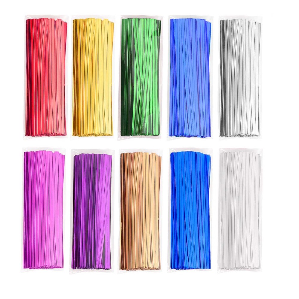 1000 Pcs Metallic Twist Ties 10 Colors Twist Tie 4 Bread Ties Twist Ties for Bags Foil Twist Ties Bag Ties Colorful Twist Ties for Party Gift Wrapping Bags Cellophane Treat Bags Bread Candy Bags