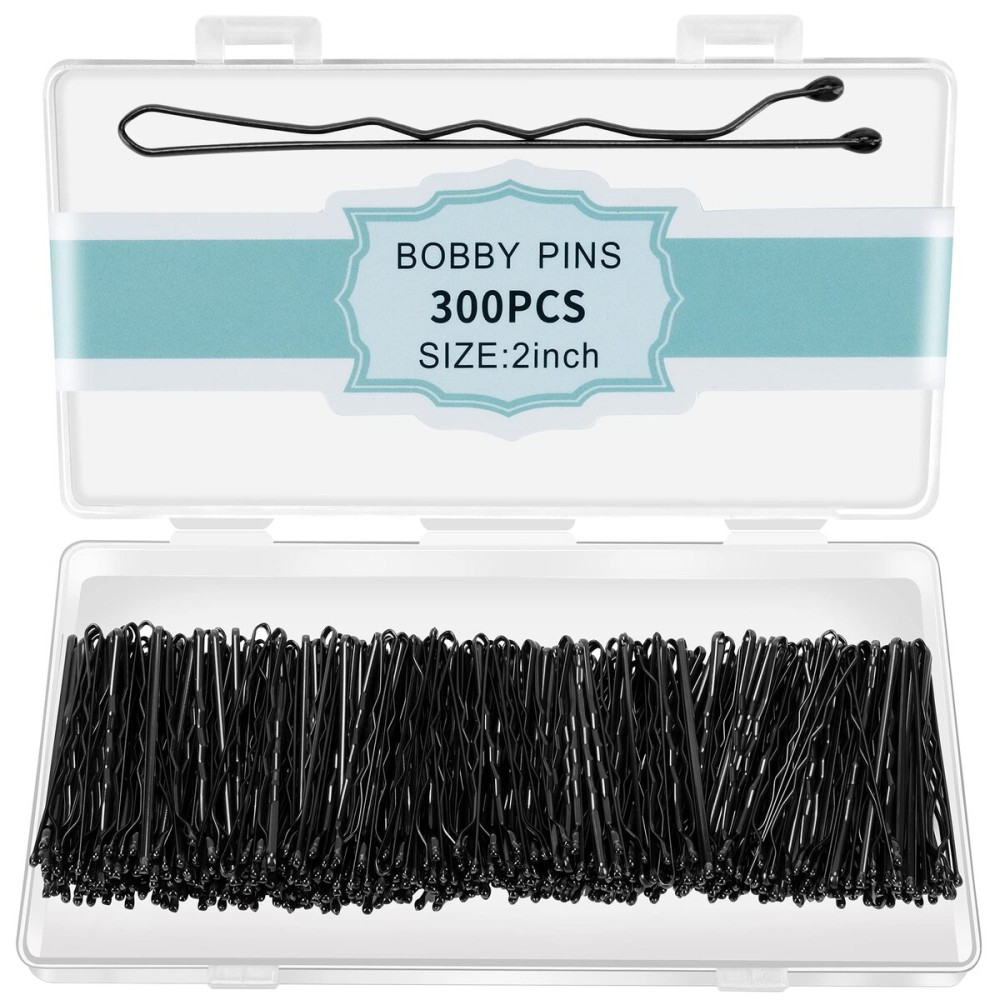 300 Pcs Bobby Pins Black, Hair Pins for Women Girls and Kids, Invisible Wave Hair clips Bulk with Storage box, Pain-Free Hairpins2 Inch Black