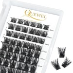 QUEWEL Cluster Lashes 72 Pcs Wide Stem Individual Lashes C/D Curl 8-16mm Length DIY Eyelash Extension False Eyelashes Soft for Personal Makeup Use at Home (honey01-C-MIX8-16)