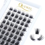QUEWEL Cluster Lashes 72 Pcs Wide Stem Individual Lashes C/D Curl 8-16mm Length DIY Eyelash Extension False Eyelashes Soft for Personal Makeup Use at Home (natural03-D-MIX8-16)