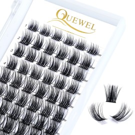 QUEWEL Cluster Lashes 72 Pcs Wide Stem Individual Lashes C/D Curl 8-16mm Length DIY Eyelash Extension False Eyelashes Soft for Personal Makeup Use at Home (natural03-D-MIX8-16)