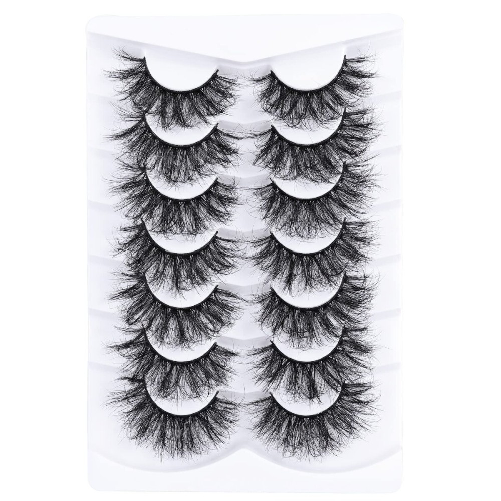 Mebver False Eyelashes Cat Eye Lashes Faux Mink Lashes Natural Look Fluffy Wispy Lashes That Look Like Extensions Pestaas Postizas D Curl Lash Strips Short Fake Lashes 7 Pairs Pack