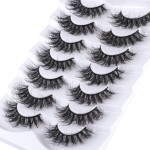 Mebver Lashes Eyelashes 8D Fluffy False Eyelashes Wispy Faux Mink Lashes Light Weight Fake Eyelashes Cat Eye Lashes 7 Pairs Pack, Black