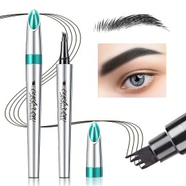 Eyebrow Pencil Eyebrow Microblading Pen Micro 4 Point Brow Pen Lift & Snatch Eyebrow Eye Makeup Long-Lasting Waterproof & Smudge-proof Natural Eyebrow Hair (Black)