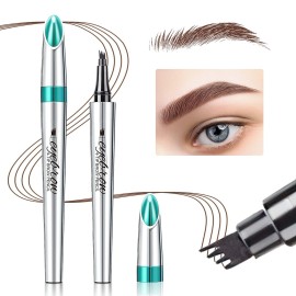 Eyebrow Microblading Pen with 4 Point Brow Pen Lift & Snatch Microblading Long-Lasting Waterproof Natural Eyebrow Hair (Reddish Brown)