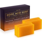 VALITIC Kojic Acid Soap for Hyperpigmentation - with Glutathione, Collagen & Vitamin C - Natural Soap Bars with Turmeric - Original Japanese Complex for Dark Spot Correction - 4 Pack