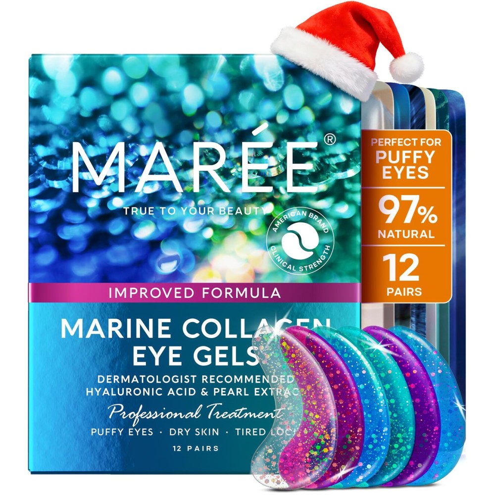 MAREE Eye Gels - Cooling Pads Under Eye Patches for Puffy Eyes and Dark Circles with Collagen & Hyaluronic Acid - Anti Wrinkles Under Eye Masks Skincare Treatment for Puffiness - Parches Para Ojeras