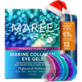 MAREE Eye Gels - Cooling Pads Under Eye Patches for Puffy Eyes and Dark Circles with Collagen & Hyaluronic Acid - Anti Wrinkles Under Eye Masks Skincare Treatment for Puffiness - Parches Para Ojeras