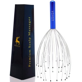 USAGA 36 Fingers Head Massager Scalp Massager Head Scratcher, Stocking Stuffers Gift for Scalp Body Relaxing (Blue)