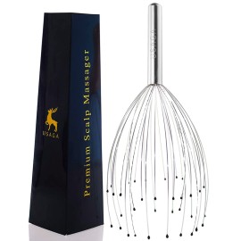 USAGA 36 Fingers Head Massager Scalp Massager Head Scratcher, Stocking Stuffers Gift for Scalp Body Relaxing (Silver)