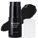 MEICOLY Black Face Body Paint Stick(1.06 Oz),Waterproof Black Face Paint for Cat Halloween SFX Skull Joker Zombie Vampire Skeleton Goth Spider Cosplay Makeup,Black Stick Clown Makeup