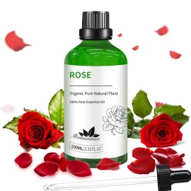 Pure Rose Essential Oil for Reed Diffuser, Aromatherapy, Skin, Hair, Evening Relaxation &Pillow Mist, Mumianhua Natural Floral Aroma for Bedtime Serenity, Calming Blends, Soap Candle Making 3.38 Fl Oz