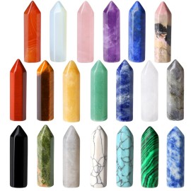 QINJIEJIE 20 PCS Healing Crystals Stones Sets Wands Bulk Natural Pocket Amethyst Crystal Rose Quartz Assorted Pointed Reiki Gemstones Polished Energy Meditation Chakra Christmas Gift Stocking Stuffers