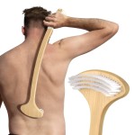 NURENDER 22 Oversized Back Scratcher, Bamboo Body Scratcher for Men and Women, Curved Backscratcher with Long Handle and Wide Nylon Brush Head for Itching Relief, Great for Elders, Pregnant Women