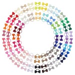 Jollybows 100PCS 2 Inches Baby Girls Hair Bows Ties Mini Boutique Elastic Hair Rubber Ribbon Hair Band Accessories for Kids Toddlers Infants (100 PCS)