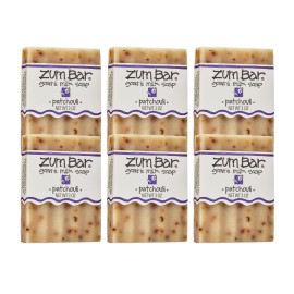 Zum Indigo Wild Goat\'s Milk Soap Bar - Bar Soap for Hands & Body Made with Essential Oils - 3 oz - Patchouli (6 Pack)