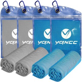 YQXCC 4 Pack Cooling Towels | 40x12 | Ice Cool for Neck | Microfiber Soft Breathable Chilly | for Yoga, Golf, Gym, Camping, Running, Workout & More Activities