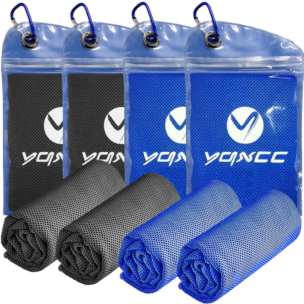 YQXCC 4 Pack Cooling Towels | 40x12 | Ice Cool for Neck | Microfiber Soft Breathable Chilly | for Yoga, Golf, Gym, Camping, Running, Workout & More Activities