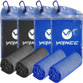 YQXCC 4 Pack Cooling Towels | 40x12 | Ice Cool for Neck | Microfiber Soft Breathable Chilly | for Yoga, Golf, Gym, Camping, Running, Workout & More Activities
