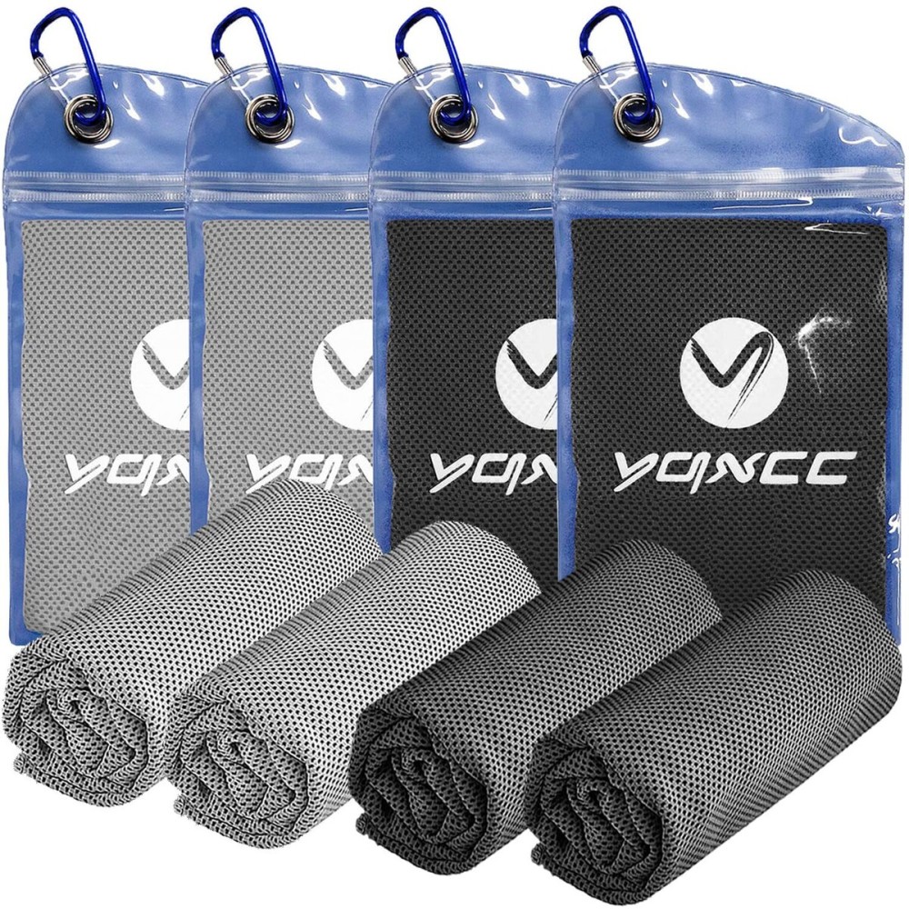 YQXCC 4 Pack Cooling Towels | 40x12 | Ice Cool for Neck | Microfiber Soft Breathable Chilly | for Yoga, Golf, Gym, Camping, Running, Workout & More Activities