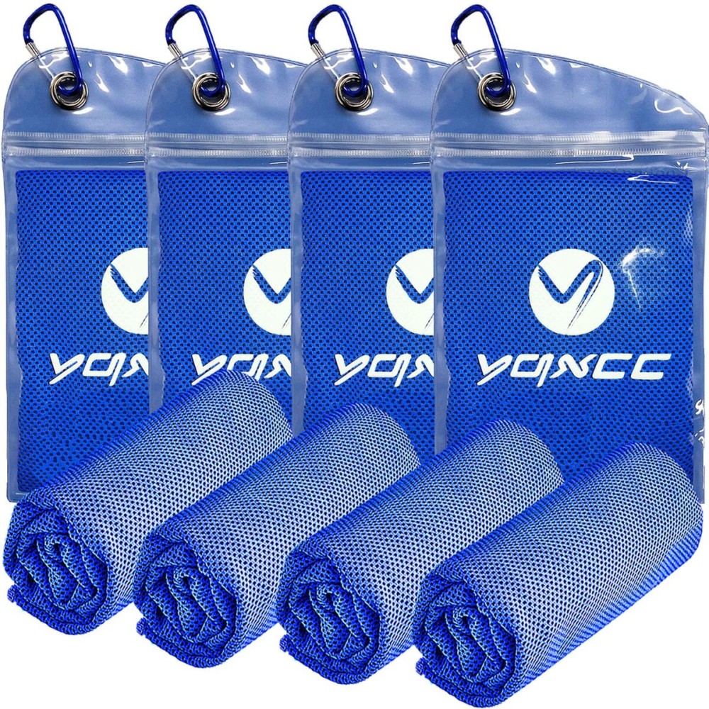 YQXCC 4 Pack Cooling Towels | 40x12 | Ice Cool for Neck | Microfiber Soft Breathable Chilly | for Yoga, Golf, Gym, Camping, Running, Workout & More Activities