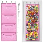 Honeyera Storage for Stuffed Animals - Over Door Organizer for Stuffies, Baby Accessories, and Toy Plush/Easy Installation with Breathable Hanging Storage Pockets Big Girls Chair Toddler Large Bag