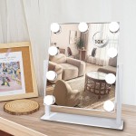 SLIMOON Hollywood Vanity Mirror with Lights, 9 Dimmable LED Bulbs Lighted Makeup Mirror with Detachable 10X Magnification Mirror, 1200mAh Rechargeable, 3 Color Lights, Gifts for Women Mom Teen Girls