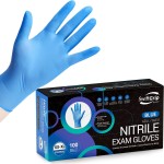 SwiftGrip Disposable Nitrile Exam Gloves, 3 Mil, Blue, Nitrile Gloves Disposable Latex Free, Medical Gloves, Cleaning Gloves, Food-Safe Rubber Gloves, Powder Free, Non-Sterile, 100-ct Box (Small)
