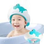 Shower Cap for Kids, Baby Toddler Hair Washing Shield, Visor Hat for Eyes and Ears Protection for 0-9 Years Old Children, Cute shape Shampoo Cap Makes the Baby Bath More Fun (Dinosaur, Blue)