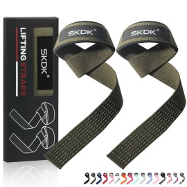 SKDK Cotton Hard Pull Wrist Lifting Straps Grips Band-Deadlift Straps with Neoprene Cushioned Wrist Padded and Anti-Skid Silicone - for Weightlifting, Bodybuilding, Xfit, Strength Training (White)