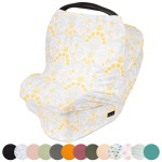 Simka Rose Car Seat Cover Baby & Nursing Cover Up for Breastfeeding - Breathable Multi-Use Privacy Nursing Canopy, Soft Stretchy Rayon Blend Carseat for Baby Boys & Girls - Yellow Flowers