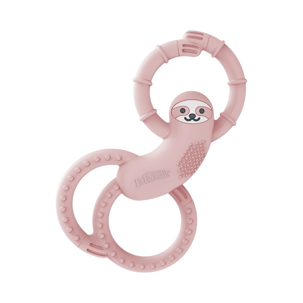 Dr. Brown\'s Flexees Teether, Pink Sloth, Soft 100% Silicone Baby Teether, BPA Free, 3m+, 1 Pack
