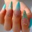 Hkanlre French Fake Nails Green Press on Nails Long Stiletto Acrylic False Nails Full Cover Rhinestones Nails for Women and Girls 24PCS