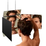 LMZNXCZ 5 Way Mirror for Self Hair Cutting, 360 Haircuts Mirror Men for Barber Use Tools, to See Back of Head, Tri Fold with Portable Height Adjustable Telescoping Hooks