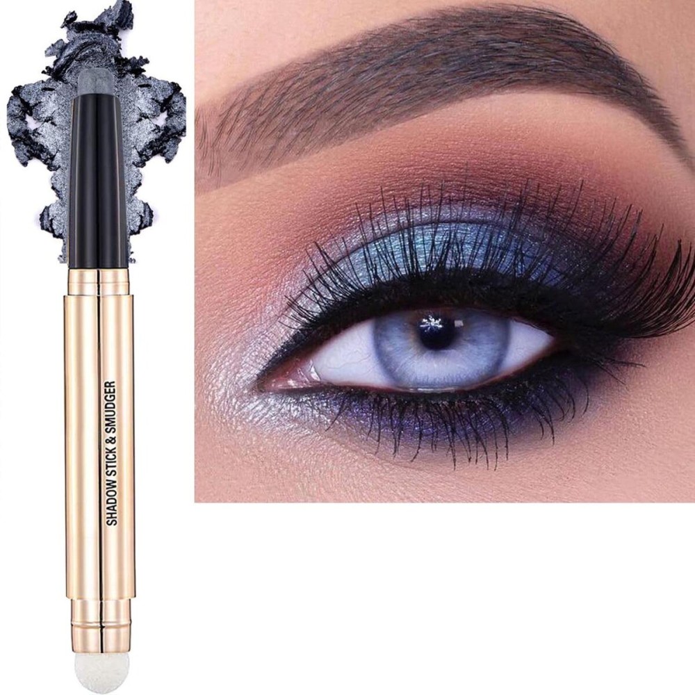 Silver Smokey Grey Gray Eyeshadow Stick eyeliner pencil Makeup Cream Smooth Shimmer Single Matte Primer Eyeshadow Pencil, Hypoallergenic Waterproof Long Lasting Eye Shadow